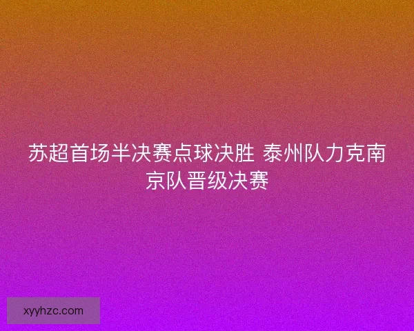 苏超首场半决赛点球决胜 泰州队力克南京队晋级决赛