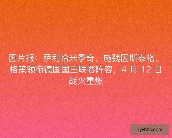 图片报：萨利哈米季奇、施魏因斯泰格、格策领衔德国国王联赛阵容，4 月 12 日战火重燃